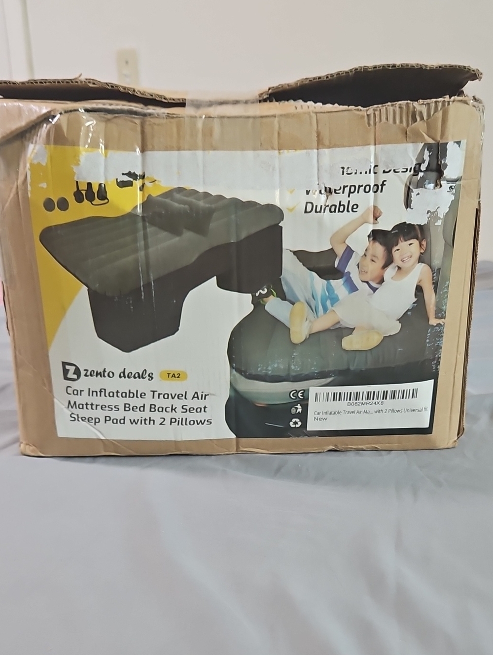 Black Inflatable Car Travel Air Mattress with 2 Pillows
